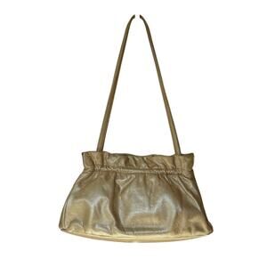 Hobo International Metallic Gold Leather Baguette Shoulder Bag